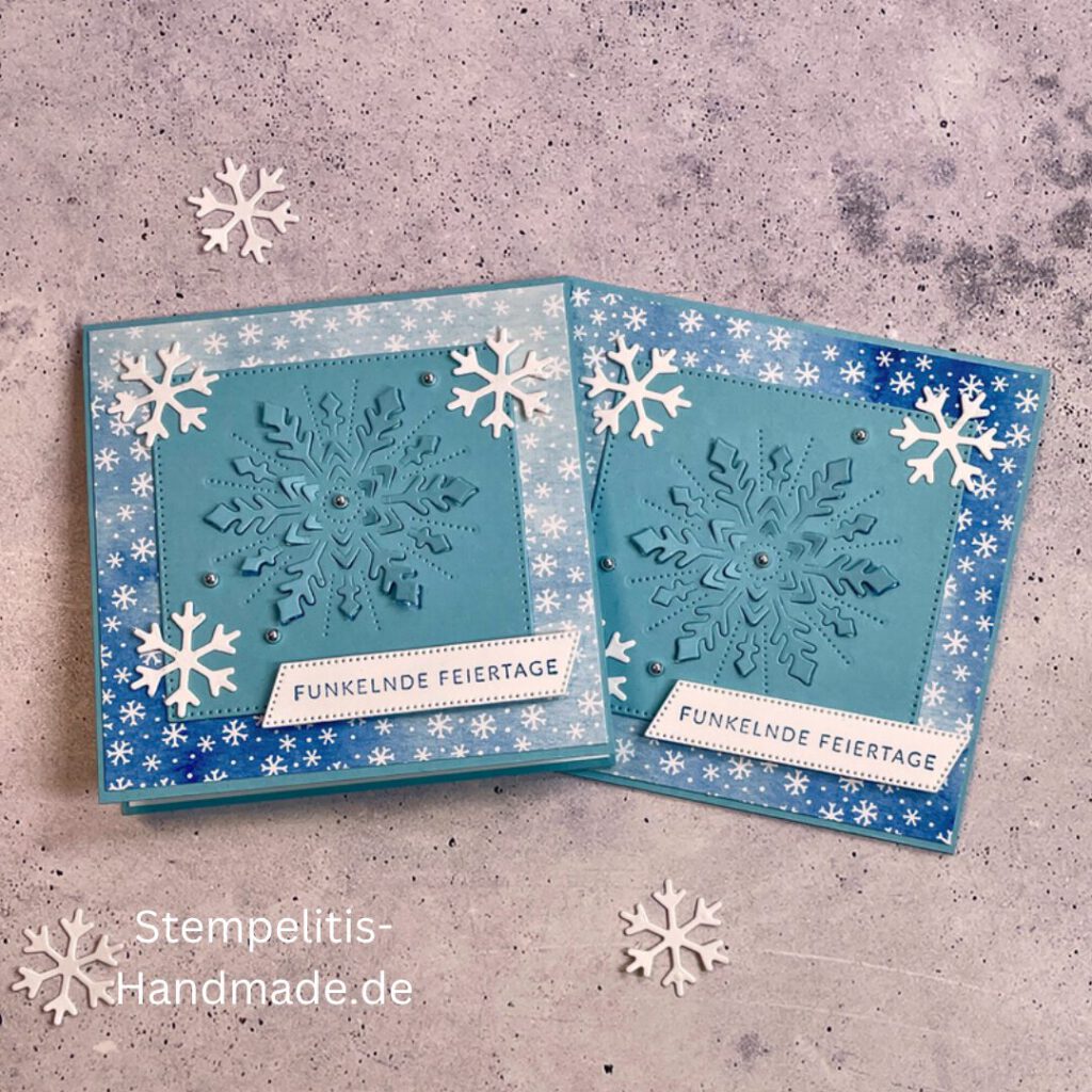Anleitung, Schneeflocken, Weihnachten, Weihnachtskarte, Stampin Up, Papierbasteln, DIY, handmade, Stempelitis