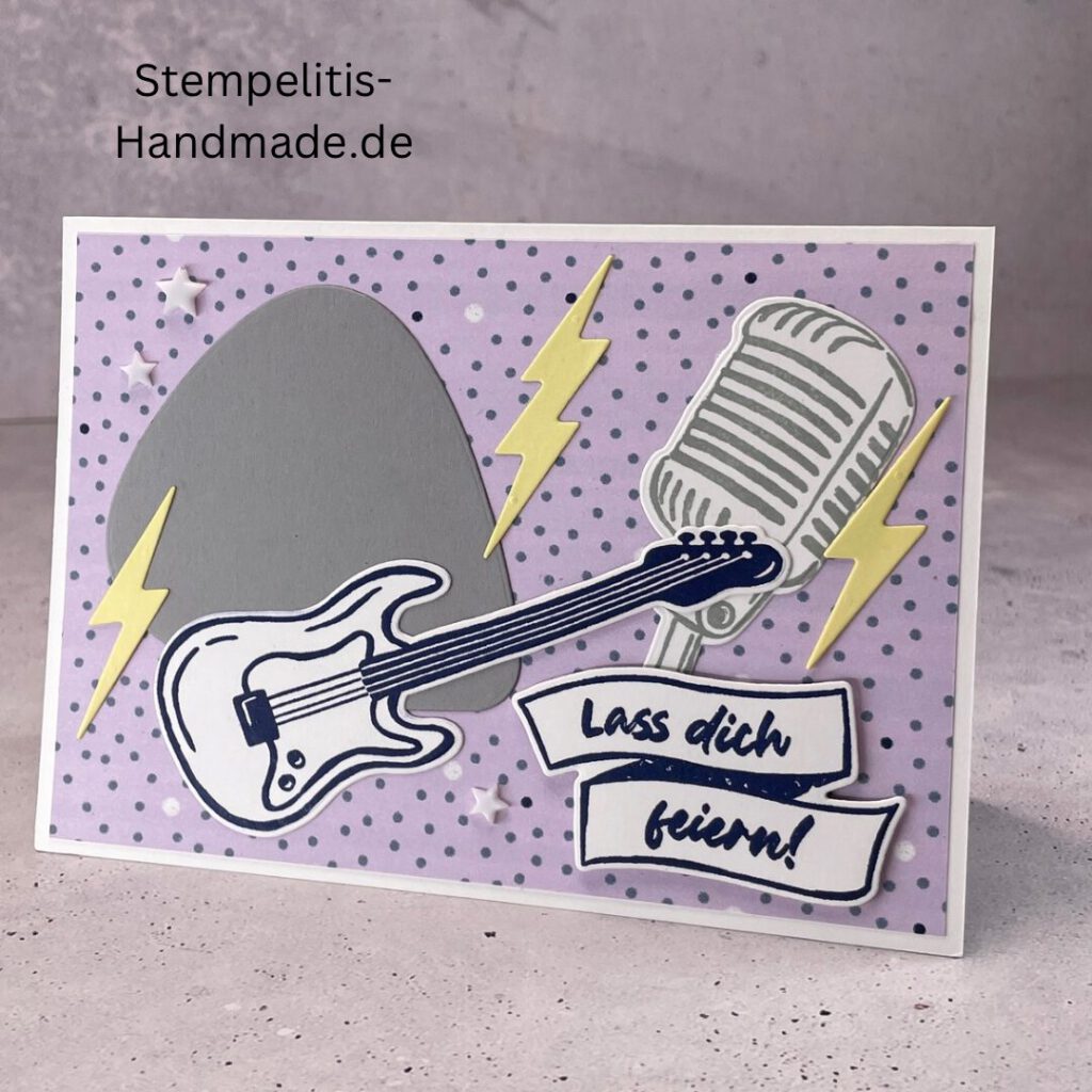 Rock, Rock n Roll, Gitarre, Musik, Karten basteln, handgemachte Karte