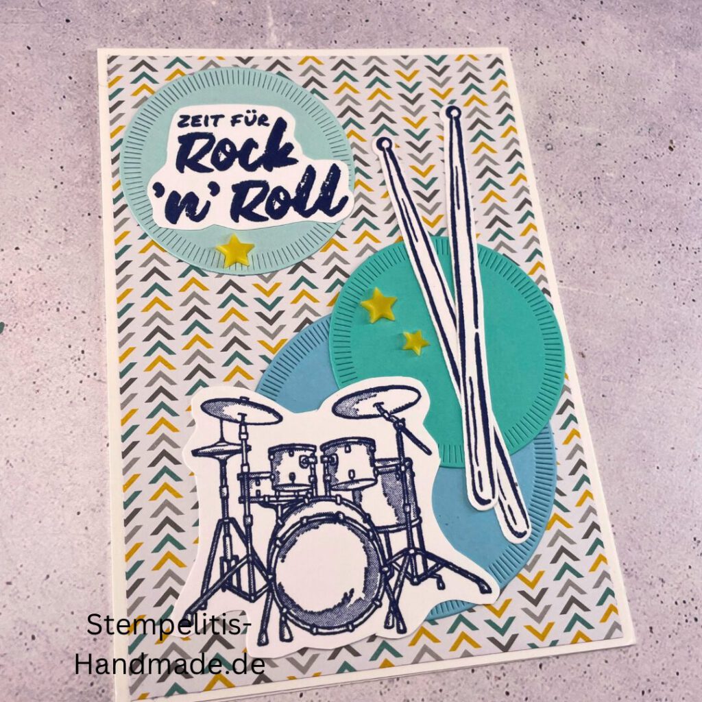 Rock, Rock n Roll, Gitarre, Musik, Karten basteln, handgemachte Karte