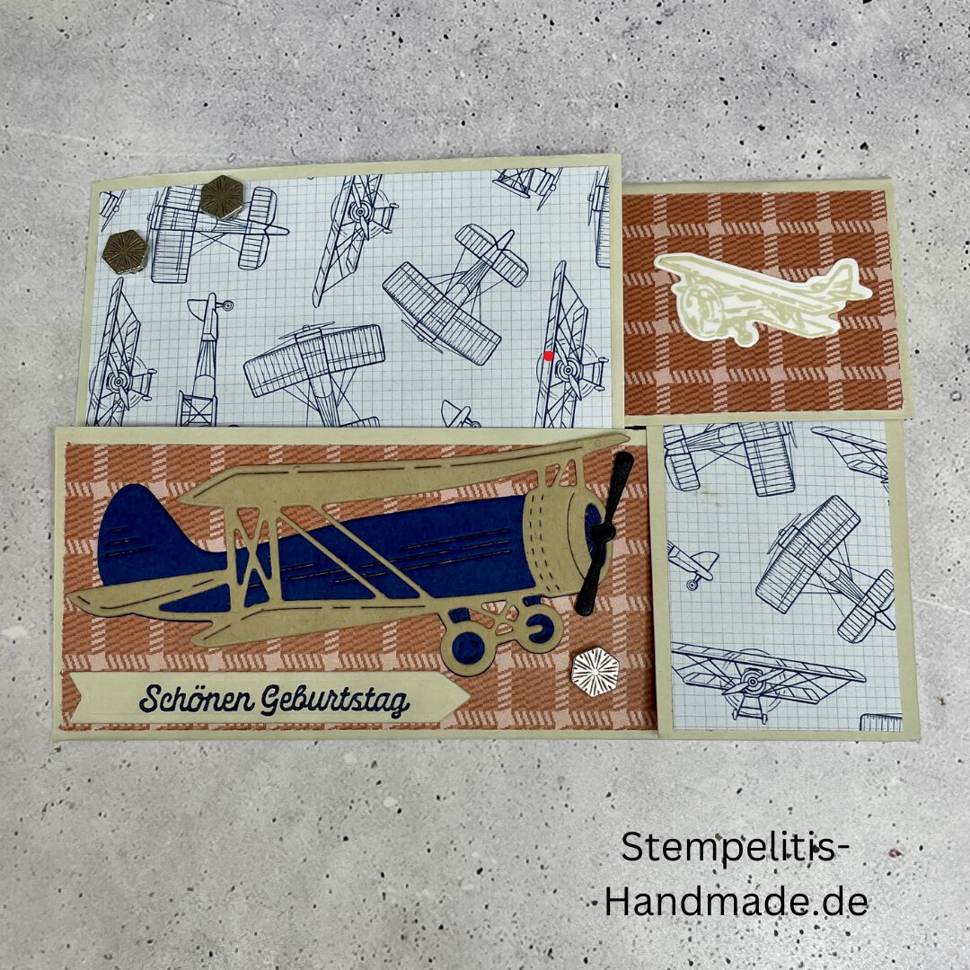 Funfold, Karte, Handmade, DIY, Anleitung, Höhenflüge, Flugzeug, Karten basteln