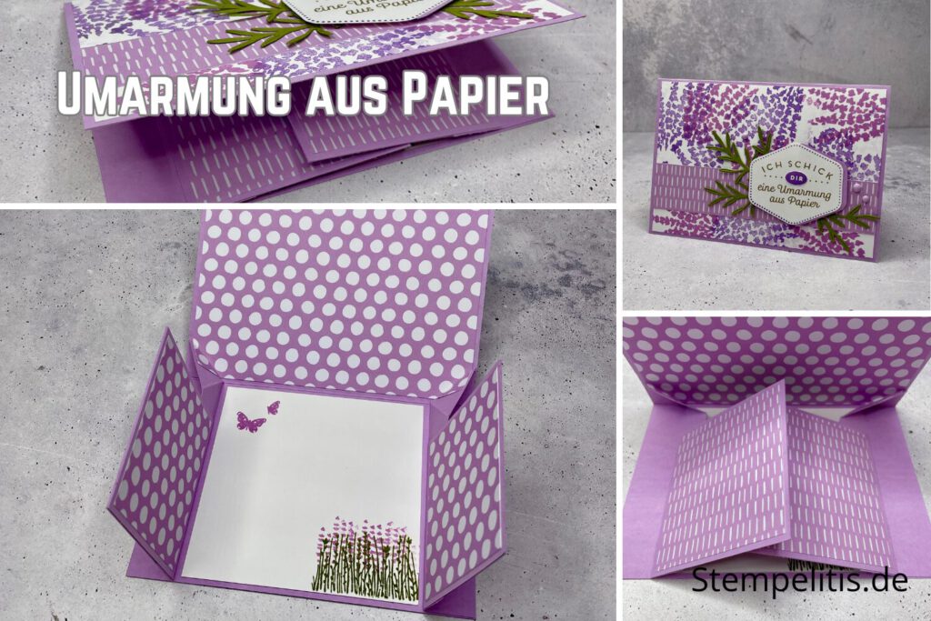 Umarmung aus Papier, Karte, Foldupcard, DIY, basteln, Stempel, Handmade