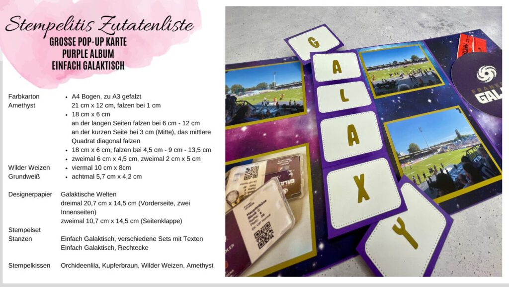 Frankfurt Galaxy, Minialbum, Album basteln, Papierbasteln, Anleitung, Tutorial, Stampin Up