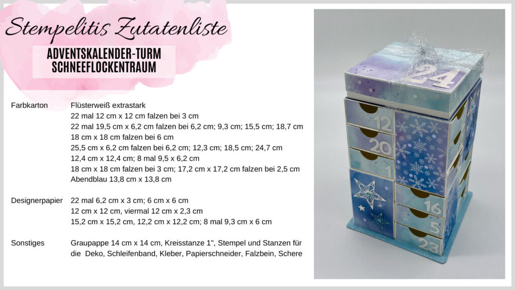 Adventskalender, Weihnachten, Stampin Up, Kalender, Papierbasteln, DIY, handmade, 24 Türchen, Stempelitis