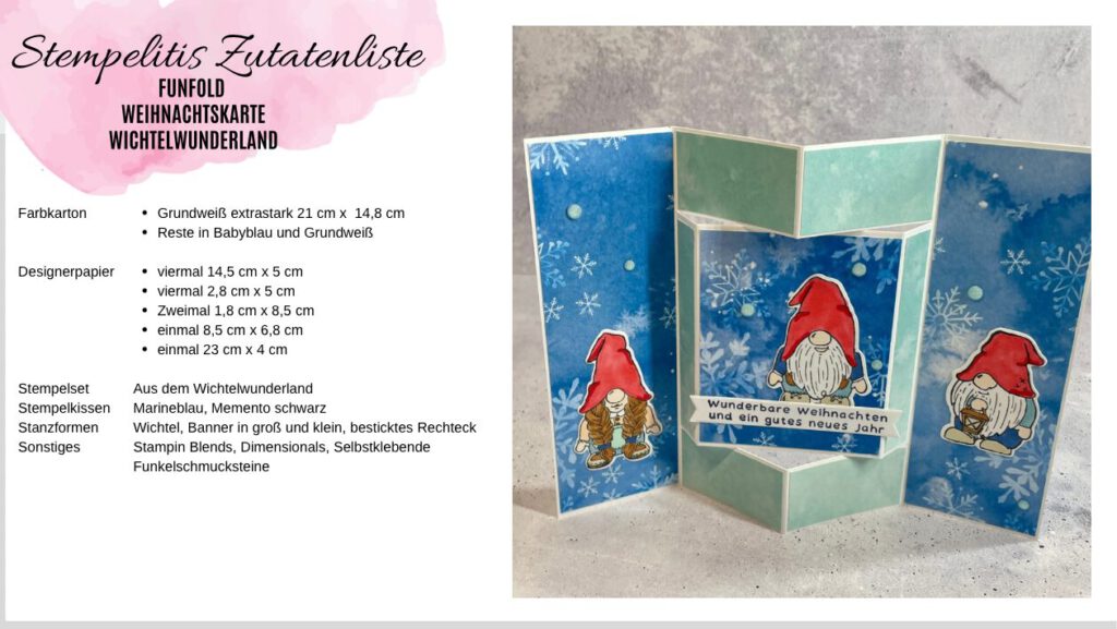 Funfold, Wichtelwunderland, Weihnachtskarte, Weihnachten, Anleitung, Tutorial, Stampin Up, Stempelitis