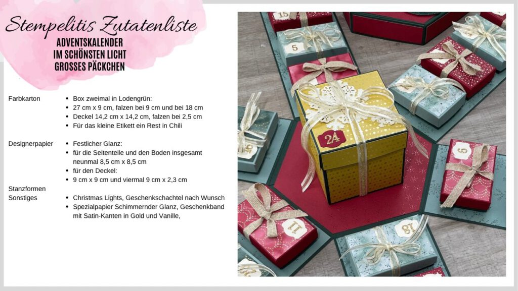 Anleitung, Hexagonturm, Weihnachten, Adventskalender, Turm, Stampin Up, Papierbasteln, DIY, handmade, Stempelitis