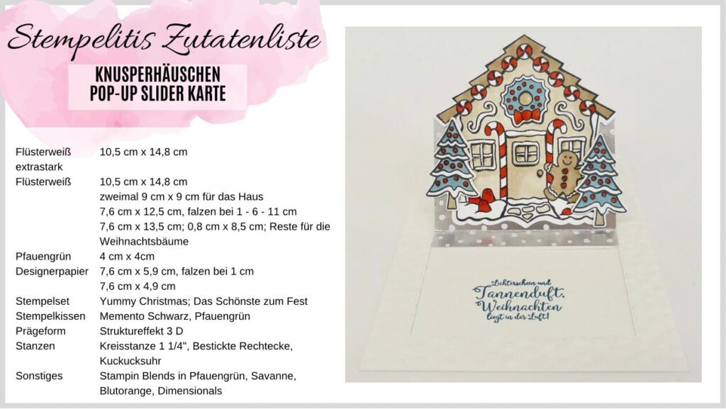 Ziehkarte, Weihnachten, Stampin Up, Knusperhäuschen, Papierbasteln, DIY, handmade, Stempelitis