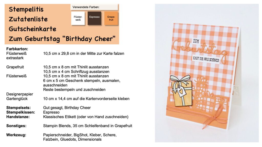 Karte mit Gutscheinfach, Anleitung, Stampin Up, Tutorial, Geburtstagskarte, Gutschein, schenken, handmade
