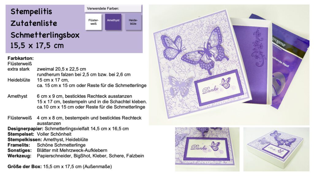Zutatenliste Schmetterlingsbox