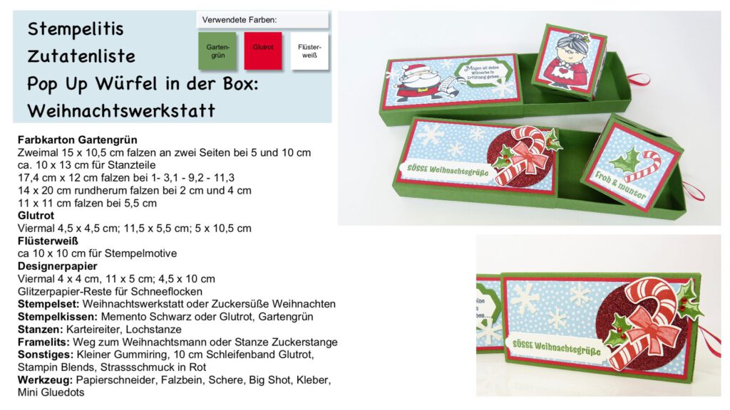 Anleitung, Papierbasteln, Springwürfel, Weihnachten, Überraschung, Stampin Up, Weihnachtswerkstatt, Stempelitis, handmade