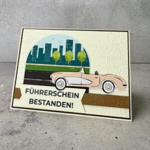 Handgemachte Glückwunschkarte Führerschein bestanden mit Gutscheinfach Detailansicht Gutscheinfach Karte Führerschein Geschenk Glückwunschkarte Auto Führerschein mit Einsteckfach für Geld Innenansicht Karte Führerschein bestanden handgemacht Führerschein Geschenk Karte hochwertig mit Umschlag