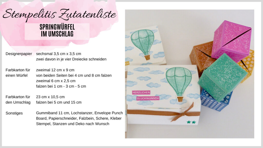 Springwürfel, Überraschung, Karte basteln, Stampin Up, Anleitung, Handmade 