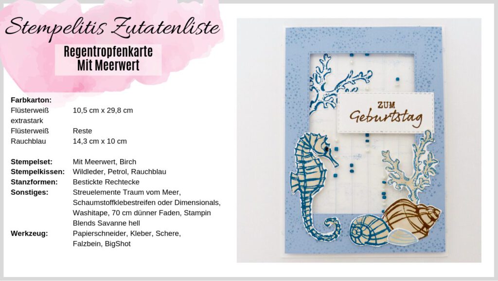 Regentropfenkarte, Karte basteln, Anleitung, Kartenform, Funfold, Stampin Up