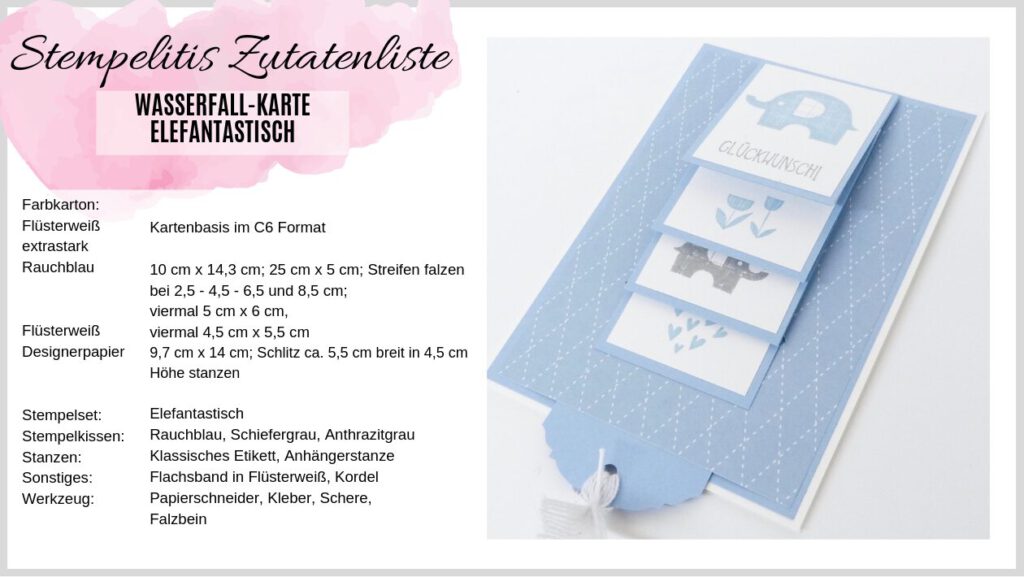 Wasserfallkarte, zur Geburt, Anleitung, Video, Stampin up, handmade