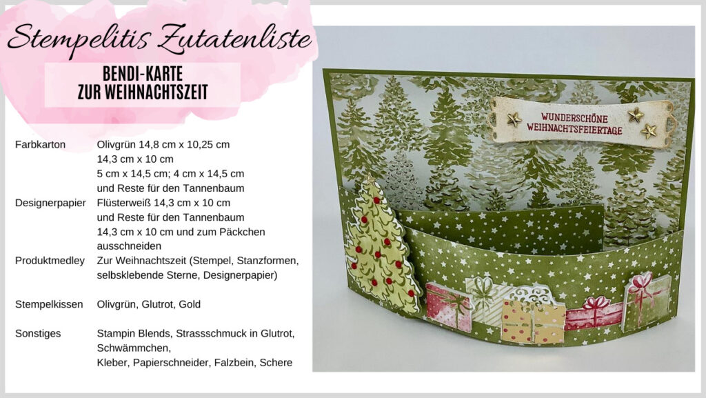 Bendi-Karte, Weihnachten, Weihnachtskarte, Anleitung, Stampin up, Handmade 