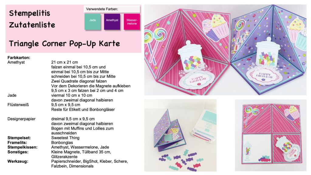 Triangle Corner, Karte basteln, Anleitung, Kartenform, Funfold, Stampin Up