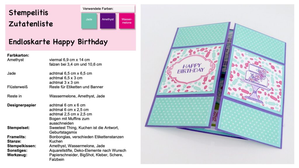 Endloskarte, Karte basteln, Anleitung, Kartenform, Funfold, Stampin Up