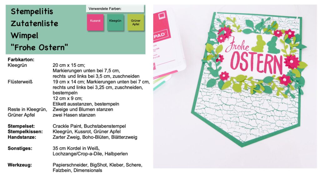 Osterwimpel, Karte basteln, Anleitung, Kartenform, Funfold, Stampin Up