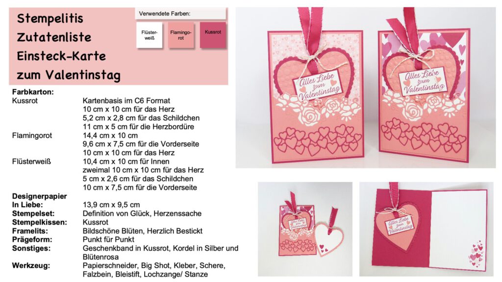 Valentinstag, Karte basteln, Anleitung, Kartenform, Funfold, Stampin Up