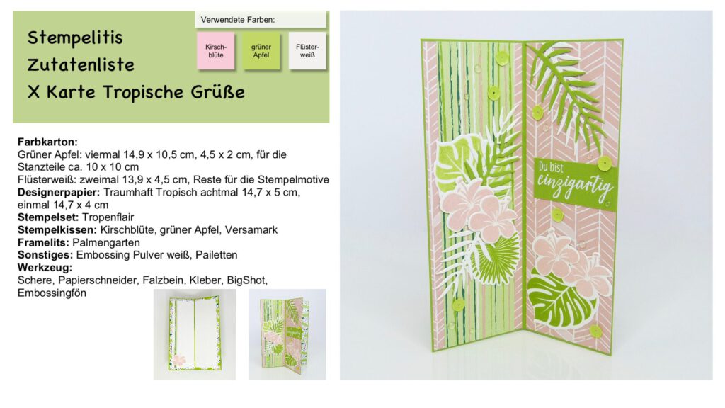 x Karte, Karte basteln, Anleitung, Kartenform, Funfold, Stampin Up