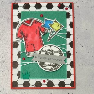 Fußball Glückwunschkarte mit Geldscheinfach handgemacht