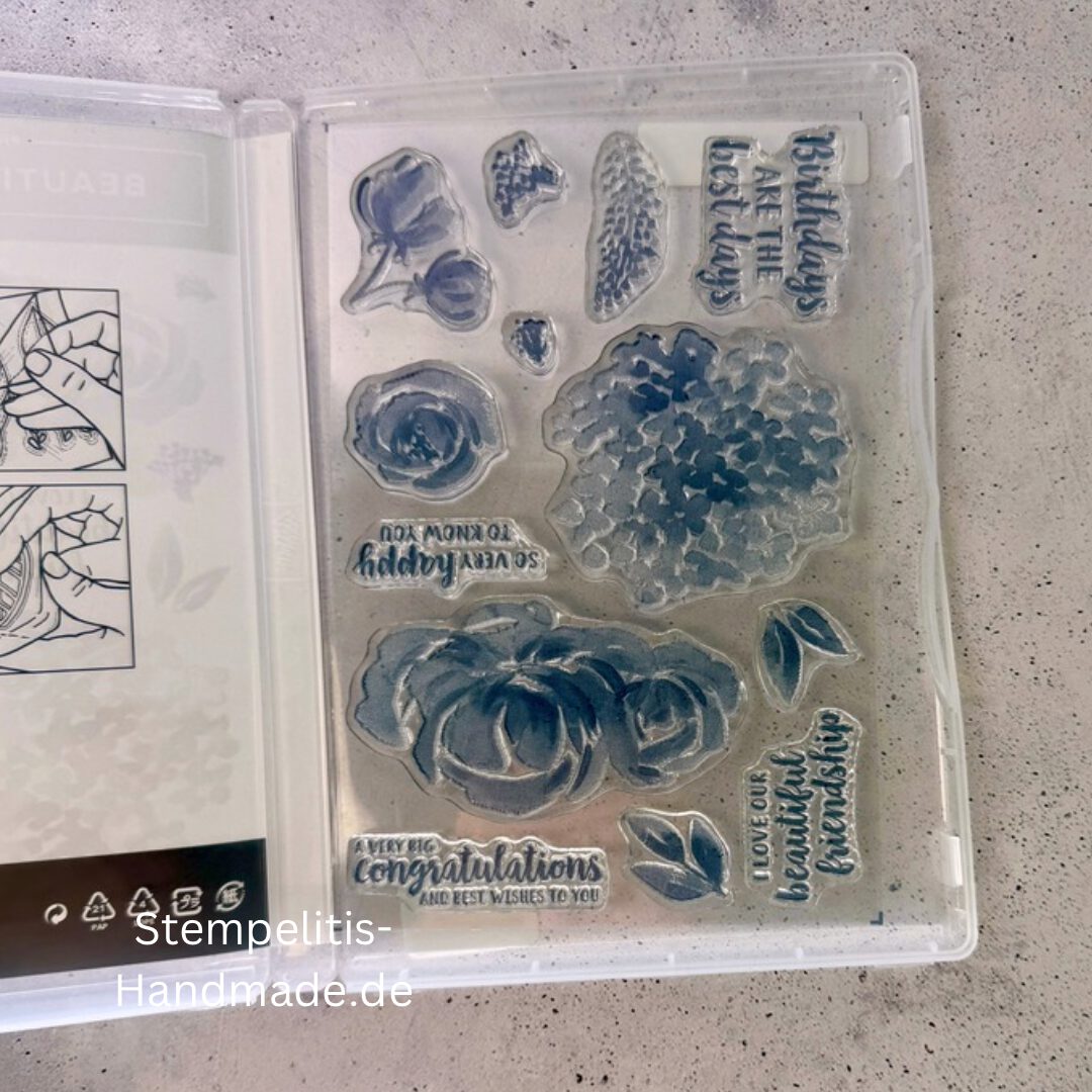 Beautiful Friendship Photopolymer Stempelset von Stampin Up unbenutzt Florales Stampin Up Stempelset Beautiful Friendship mit Blumenmotiven Photopolymer Stempelset Beautiful Friendship für Karten und DIY Projekte Unbenutztes Stampin Up Blumenstempelset Beautiful Friendship Detailansicht der floralen Stempel aus dem Beautiful Friendship Set