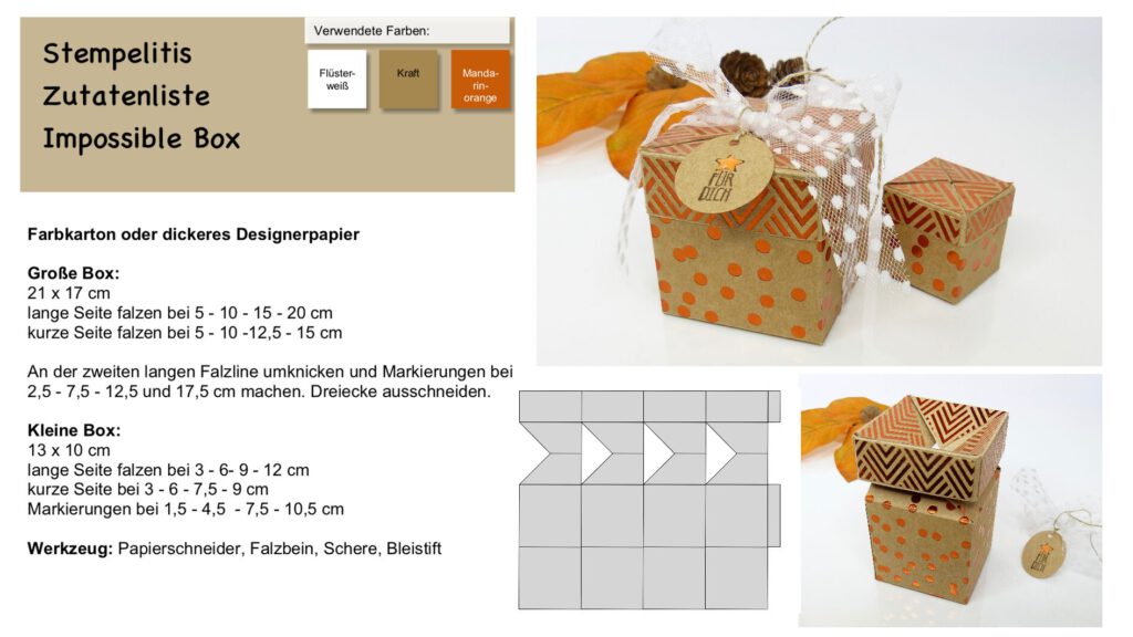 Impossible Box, Verpackung, Anleitung, handmade, Papierbasteln, Stampin Up, Stempelitis