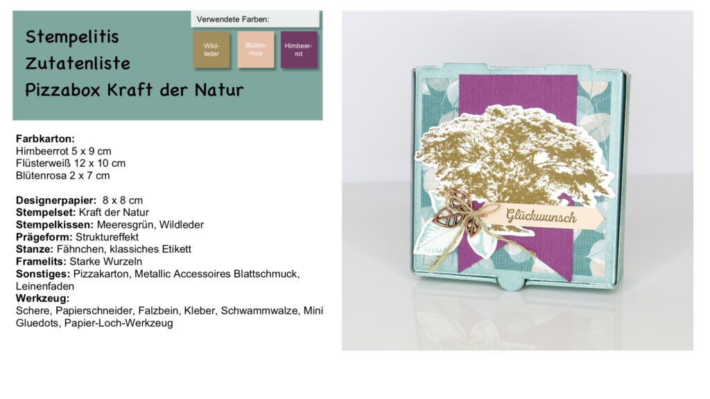 Pizzabox basteln, Kraft der Natur, Anleitung., Papierbasteln, handmade, Stampin Up