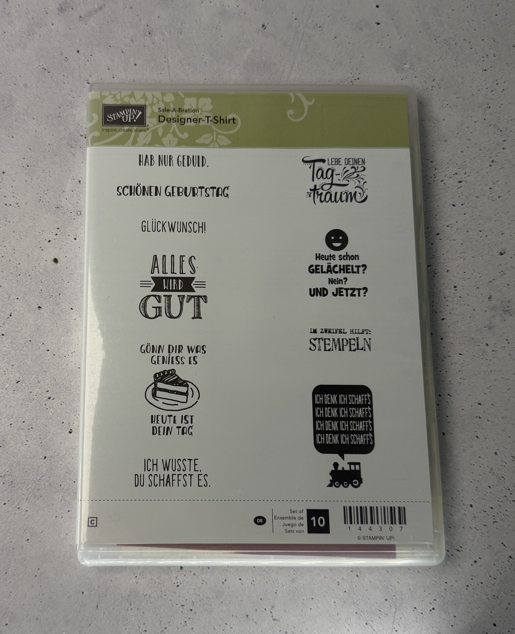 Stampin’ Up! Designer-T-Shirt Stempelset mit 10 Gummistempeln