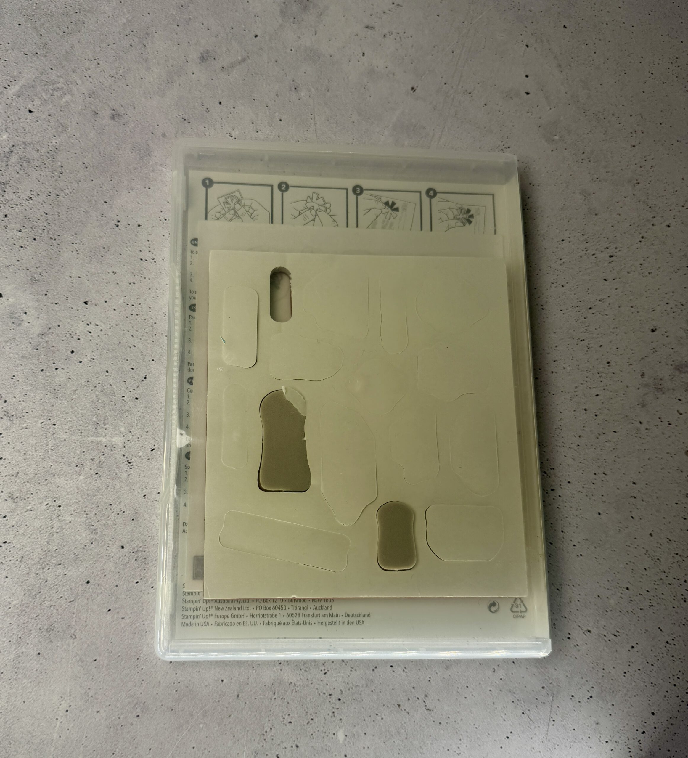 Stampin Up Stempelset mit 15 Gummistempeln und verschiedenen deutschen Sprüchen