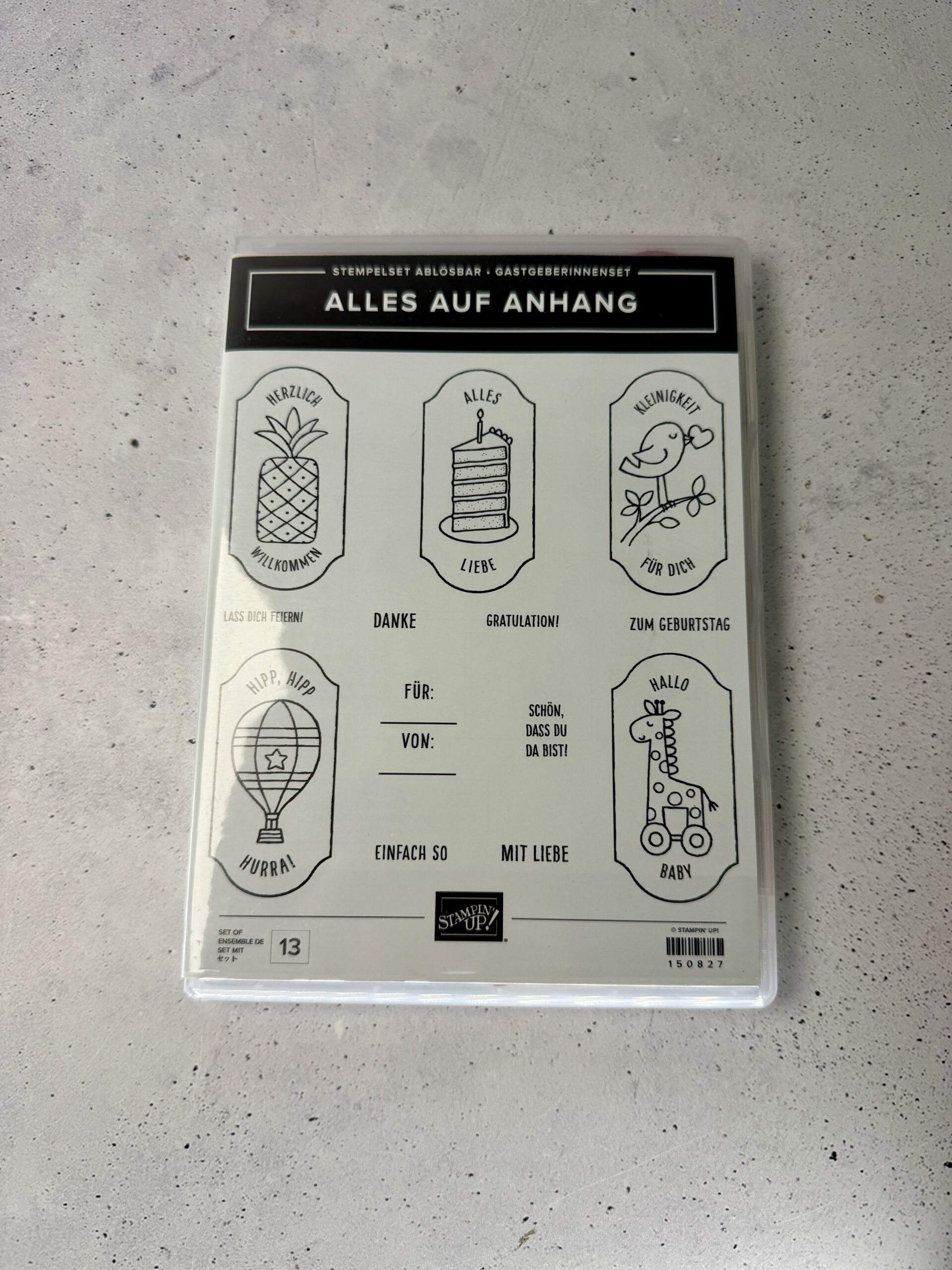 Gebrauchtes Stampin’ Up! Alles auf Anhang Stempelset mit Originalverpackung